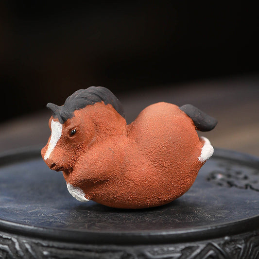 Gohobi Handmade Ceramic YiXing Clay Horse Ornament Tea pet