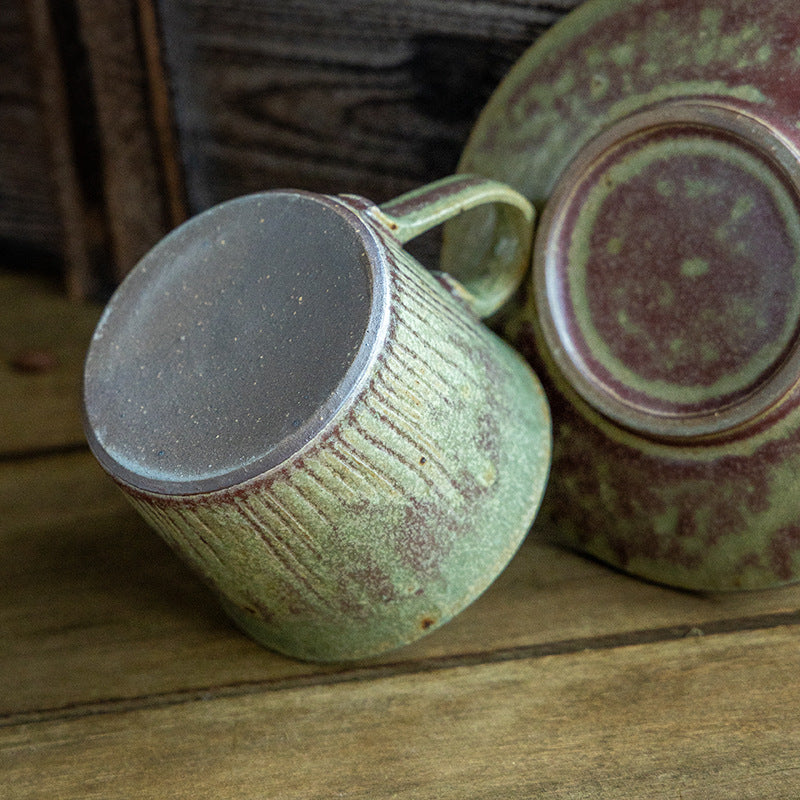 Gohobi Handmade Glaze-changed Japanese Stoneware Coffee Mug and Saucer Set