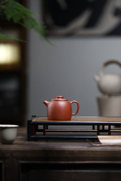 [Chingshui Tang 青水堂] Handmade Yixing Zisha Sandy Purple Clay Teapot – 100ml Handmade Jiangpo Clay Xiao Julun (Small Giant Wheel) Style Teapot, Thin-Walled Small Gongfu Teapot with Built-in Filter