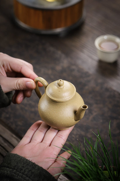 [Chingshui Tang 青水堂] Handmade Yixing Green Zisha Clay Si Ting Teapot – 130ml Original Ore Clay Gongfu Teapot with Built-in Filter