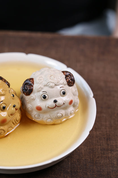 Gohobi Yixing Purple Clay Sheep Tea Pet – Handmade Sanyang Kaitai Ornament