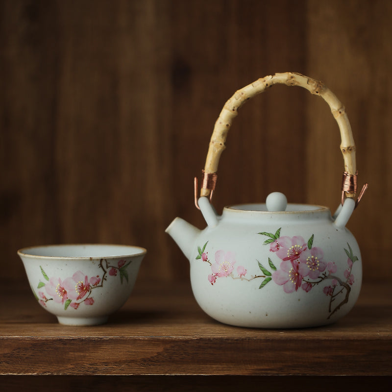 Gohobi Hand-painted Floral Tea Set Teapot Tea cup