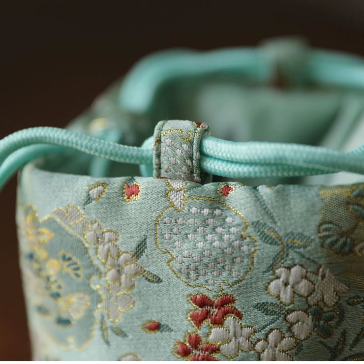 Gohobi Colourful Brocade Teaware Storage Travel Bag