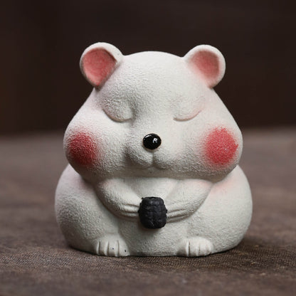Gohobi Yixing Purple Clay Mouse Tea Pet – Handmade Lucky Ornament