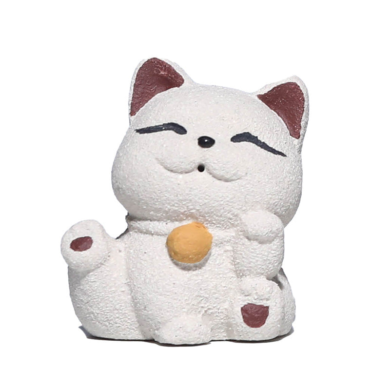 Gohobi Handmade Ceramic YiXing Clay Lucky Cat Ornament Tea pet