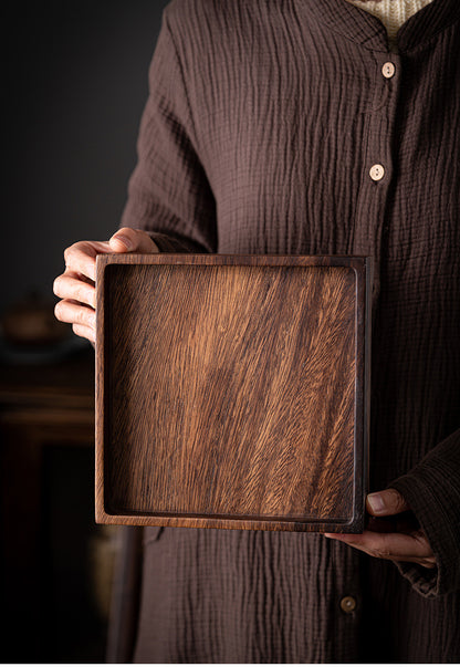 Gohobi Square Walnut Wooden Serving Tray Teapot Tray