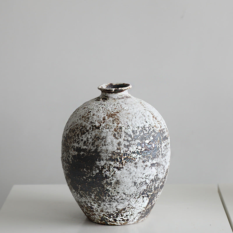 Danish style ceramic white wabi sandy wind coarse pottery vase