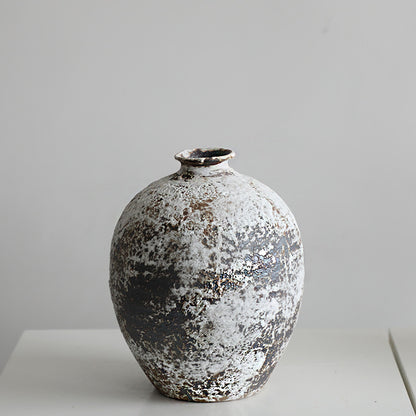 Danish style ceramic white wabi sandy wind coarse pottery vase