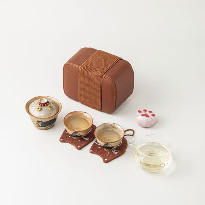 Gohobi Chi Wildcat Ceramic Travel Tea Set