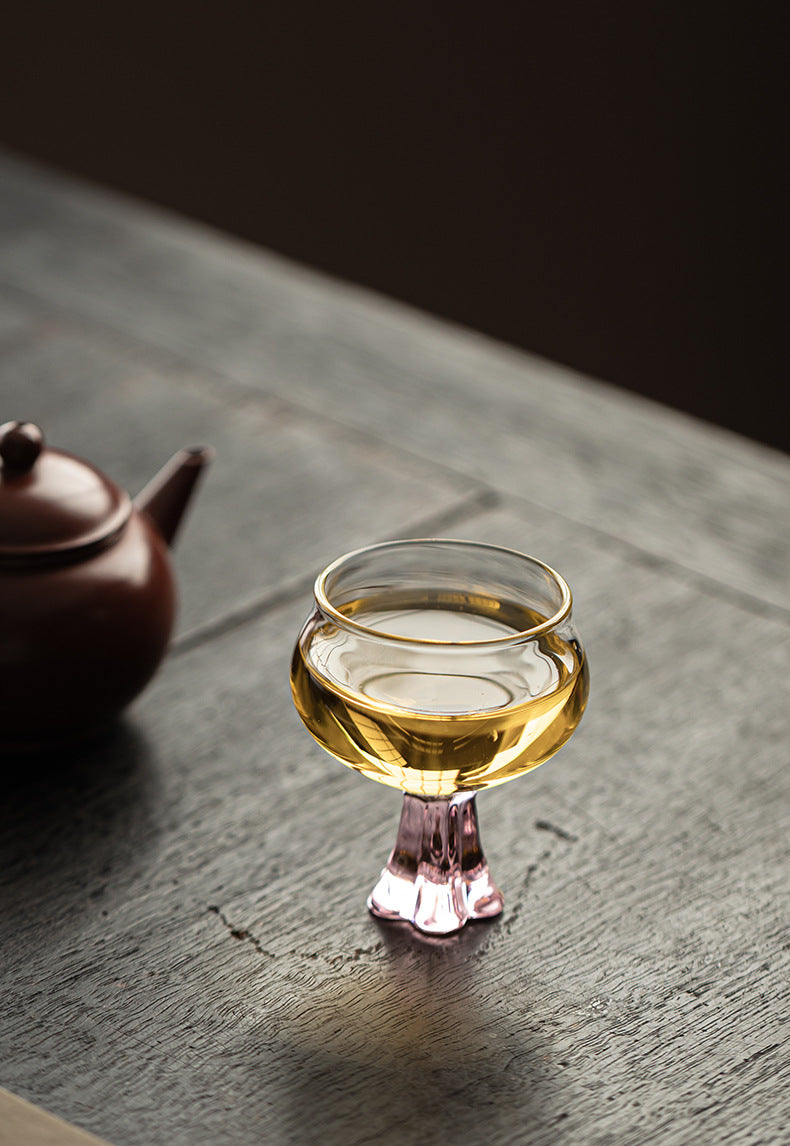 Gohobi High Borosilicate Glass Tall Footed Tea Cup – Transparent Heat-Resistant Master Cup for Gongfu Tea, Chinese Teaware for Home Use