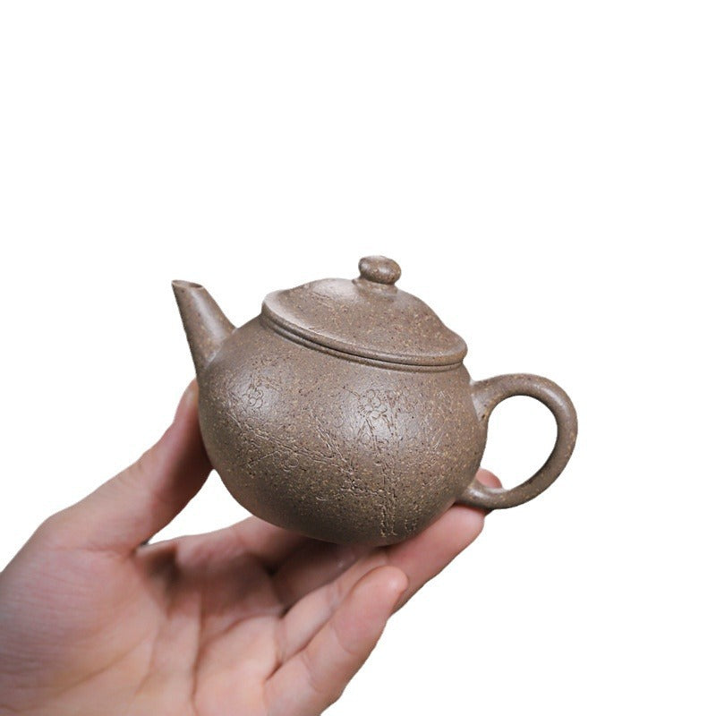 [Chingshui Tang 青水堂] Handmade Yixing Zisha Sandy Purple Clay Teapot – 130ml Handmade Original Ore Qing Jiangpo Clay Bala Shui Ping Teapot, Small Gongfu Purple Clay Teaware with Built-in Filter