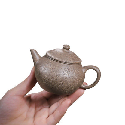 [Chingshui Tang 青水堂] Handmade Yixing Zisha Sandy Purple Clay Teapot – 130ml Handmade Original Ore Qing Jiangpo Clay Bala Shui Ping Teapot, Small Gongfu Purple Clay Teaware with Built-in Filter
