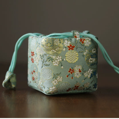 Gohobi Colourful Brocade Teaware Storage Travel Bag