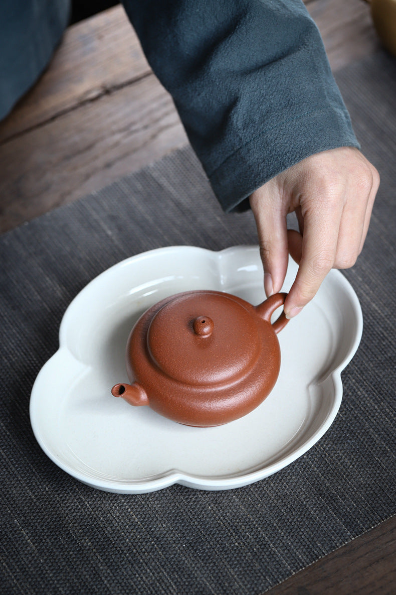 [Chingshui Tang 青水堂] Handmade Yixing Original Ore Jiangpo Sandy Purple Clay "Flat Lantern" Teapot – 150ml Thin-Walled Home Brewing Teapot with Built-in Filter