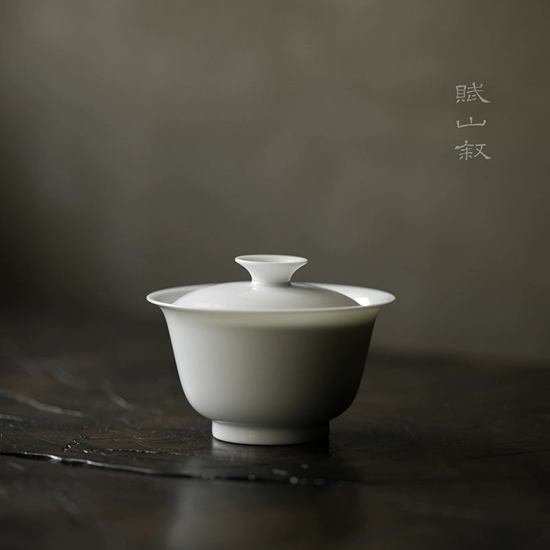 [賦山敘 x Gohobi] Jingdezhen Handmade Tea Testing Jade White Ceramic Gaiwan