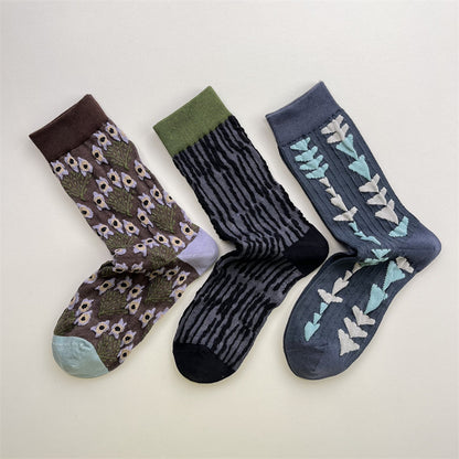 Gohobi Embossed Floral Geometric Socks