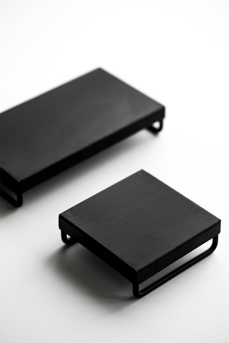 Gohobi Japanese-style Wabi-Sabi Black Square Iron Tray 006