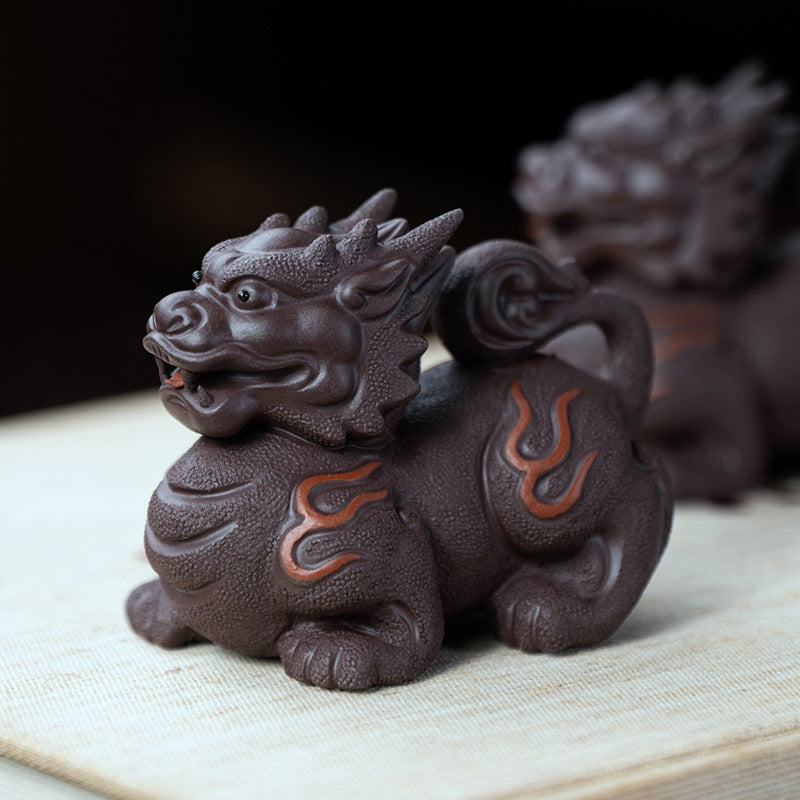 Gohobi Handmade Ceramic YiXing Clay Qilin Ornament Tea pet