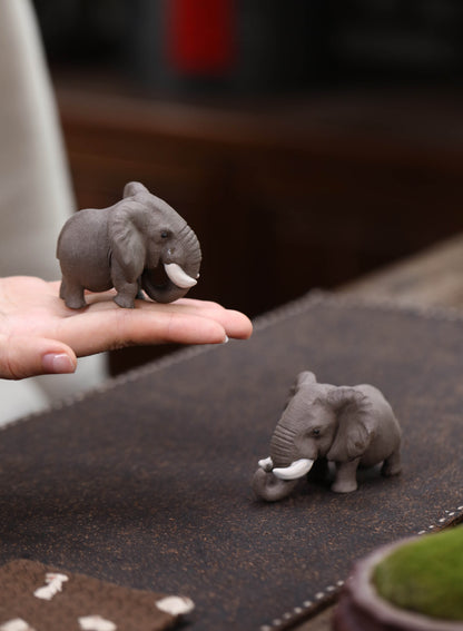 Gohobi Yixing Purple Clay Elephant Tea Pet – Handmade Lucky Tea Table Ornament