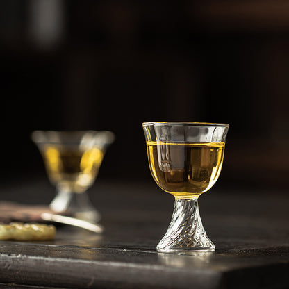 Gohobi High Borosilicate Glass Flower-Rim Swirl-Base Tall Footed Master Cup – Heat-Resistant Gongfu Tea Cup