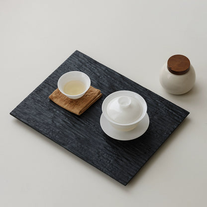 Gohobi Japanese-style Wabi-Sabi Carbonised Wood Black Tray 001