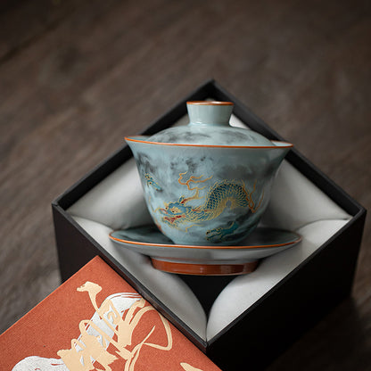 Gohobi Ru Kiln Celadon Dragon Gaiwan