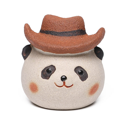 Gohobi Yixing Purple Clay Giant Panda Tea Pet – Handmade Tea Table Ornament