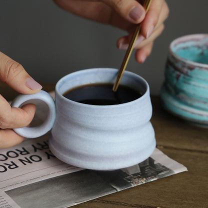 Gohobi Handmade Afternoon Japanese Stoneware Coffee Latte Mug and Saucer Set