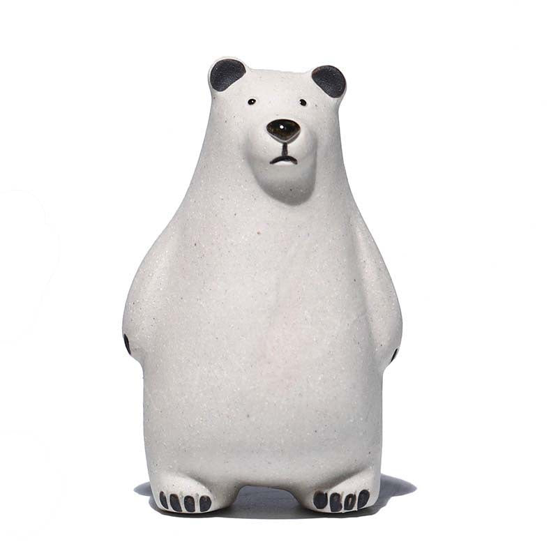 Gohobi Handmade Ceramic YiXing Clay Polar Bear Ornament Tea pet