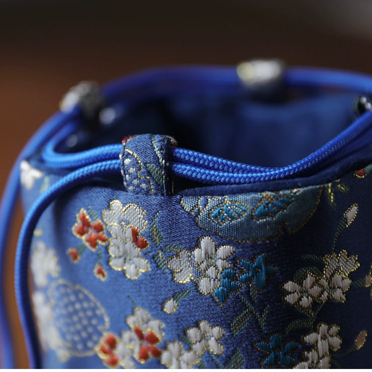 Gohobi Colourful Brocade Teaware Storage Travel Bag