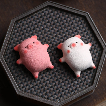 Gohobi Yixing Purple Clay Twelve Zodiac Pig Tea Pet – Handmade Sleeping Pig Ornament