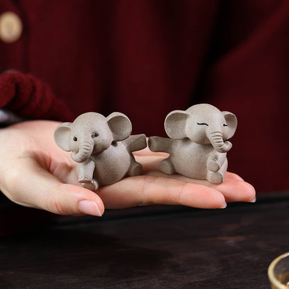 Gohobi Yixing Purple Clay Love Elephant Tea Pet – Handmade Lucky Ornament