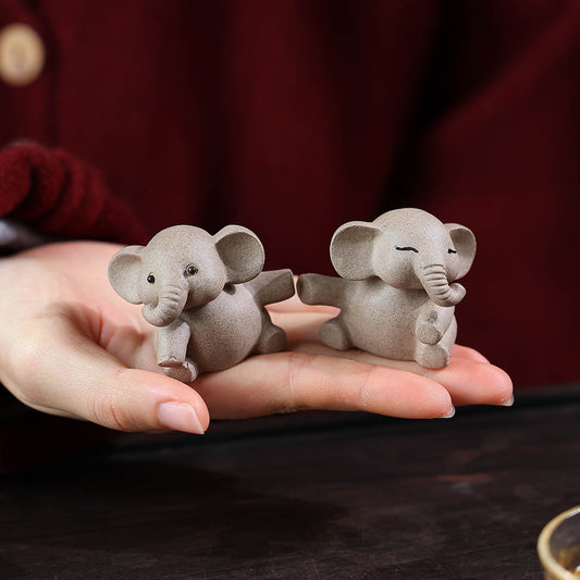 Purple sand tea pet elephant ornament handmade stucco love object elephant tea tray tea set table surrounding tea ceremony tea can be raised