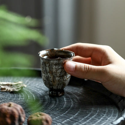 Gohobi Handmade Ceramic Silver Wood-fired Tea Cup