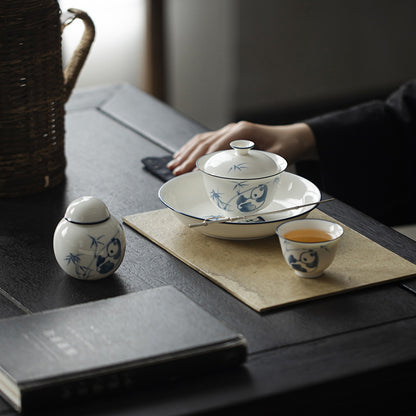 Gohobi Jade Clay White Porcelain Panda Gaiwan