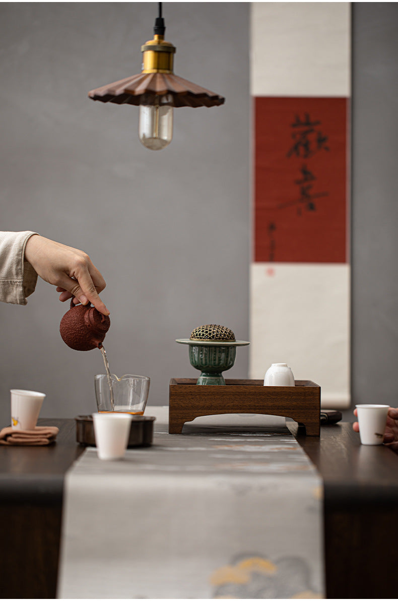 Gohobi Square Walnut Teak Wooden Serving Tray Teapot Tray