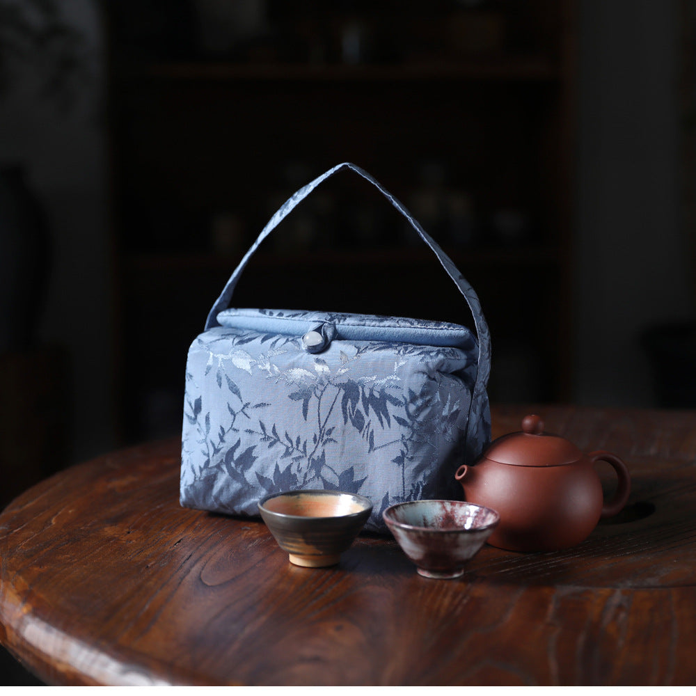 Gohobi Blue and Pink Large Teaware Storage Travel Bag Shifuku