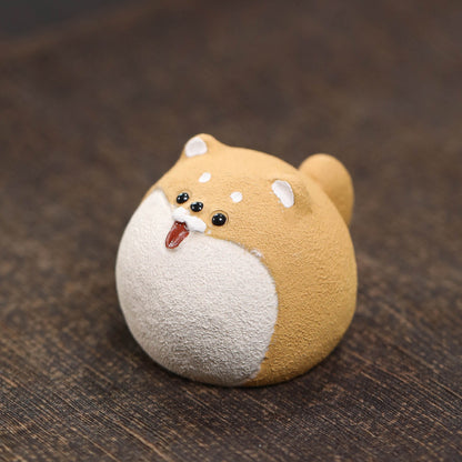 Gohobi Yixing Purple Clay Shiba Inu Tea Pet – Handmade Zodiac Dog Ornament