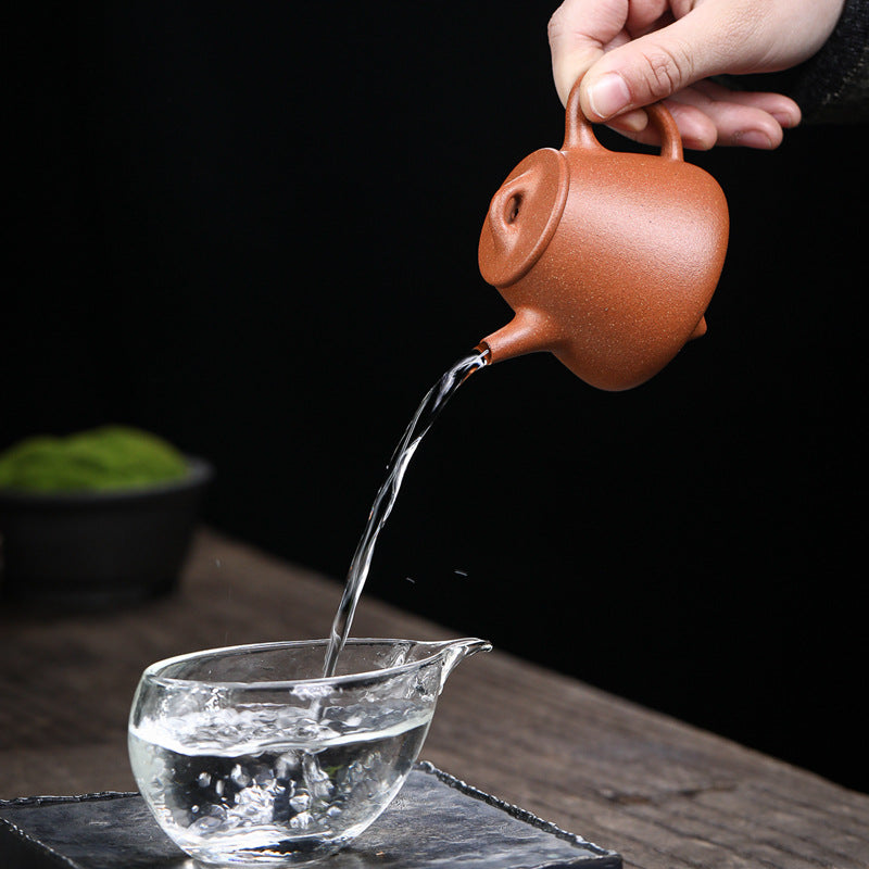 [Chingshui Tang 青水堂] Handmade Yixing Zisha Sandy Purple Clay Teapot 150ml – Original Ore Golden Jiangpo Clay Gaoshi Piao Teapot, Lightweight Body for Gongfu Tea Brewing