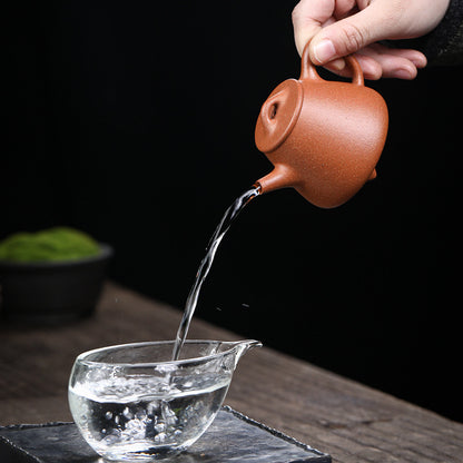 [Chingshui Tang 青水堂] Handmade Yixing Zisha Sandy Purple Clay Teapot 150ml – Original Ore Golden Jiangpo Clay Gaoshi Piao Teapot, Lightweight Body for Gongfu Tea Brewing