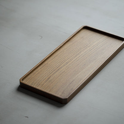 Gohobi Japanese-style Wabi-Sabi Teak Brown Rectangular Tray 007