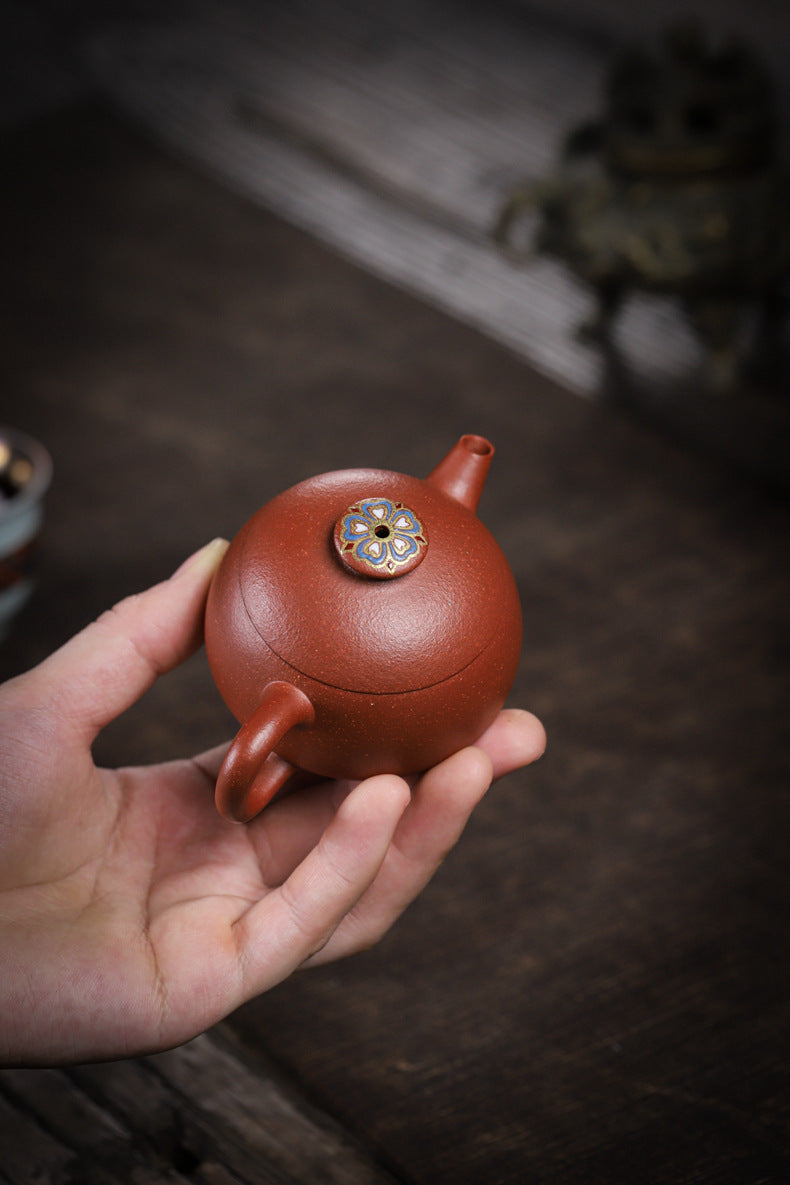 [Chingshui Tang 青水堂] Handmade Yixing Zisha Sandy Purple Clay Teapot – 90ml Handmade Original Ore Jiangpo Clay Bowl-Shaped Teapot, Thin Body with Built-in Filter, Gongfu Small Teaware