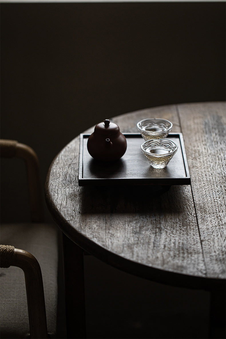 Plateau carré noir ébène Gohobi de style japonais Wabi-Sabi 004