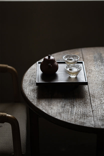 Plateau carré noir ébène Gohobi de style japonais Wabi-Sabi 004