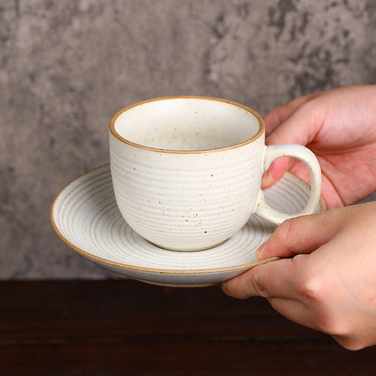 Gohobi Handmade Vintage Japanese Stoneware Coffee Mug and Saucer Set