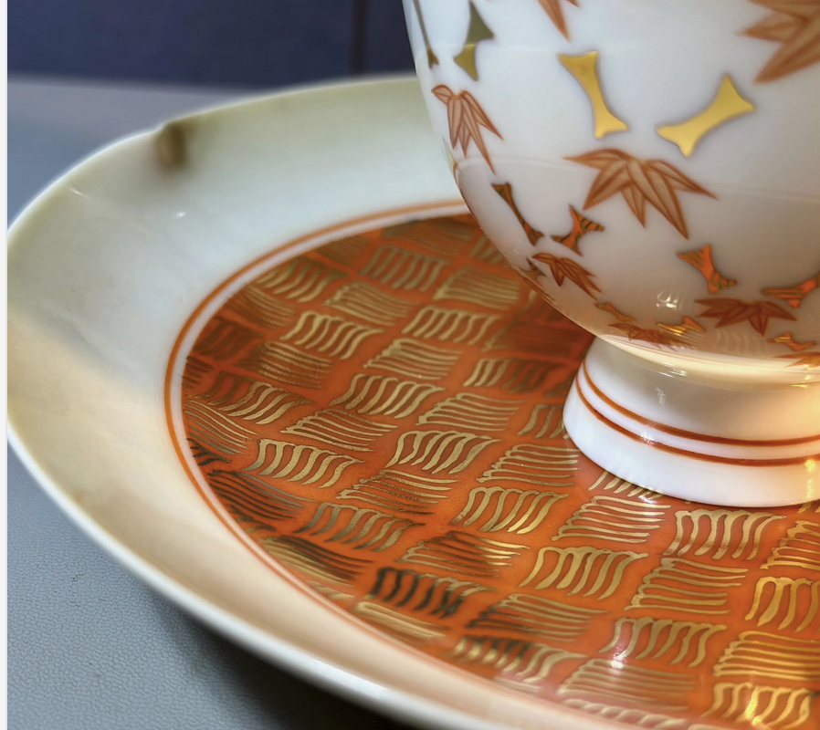 [清和堂 x Gohobi Gallery] Hand-painted Golden Waves Tea Coffee Saucer Plate