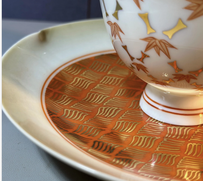 [清和堂 x Gohobi Gallery] Hand-painted Golden Waves Tea Coffee Saucer Plate