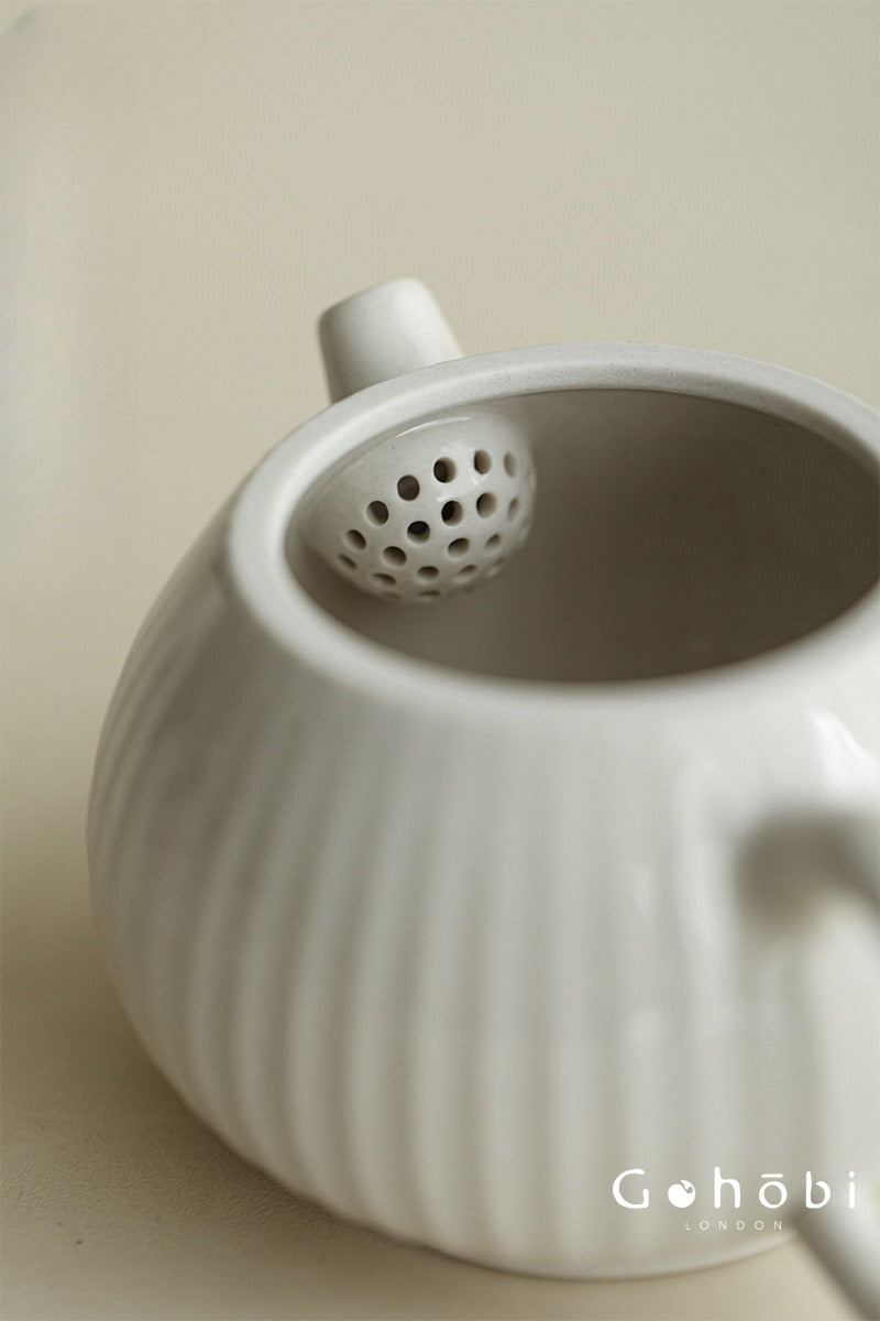Gohobi Wood Ash Glaze Vessel Teapot – Handmade Ceramic Gongfu Tea Pot with Ball Filter