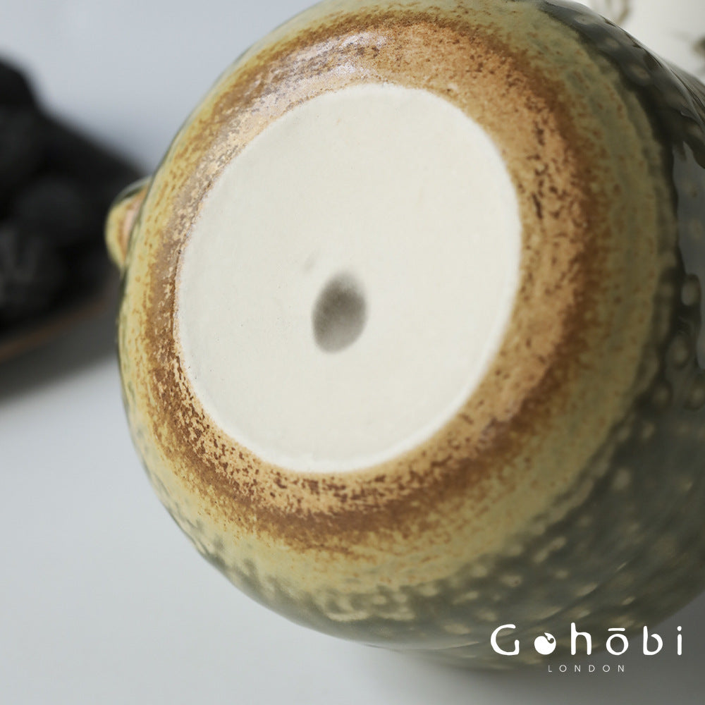 Gohobi Flowing Gold Autumn Sunset Dual-Purpose Teapot – Pure Handmade Ceramic Pot