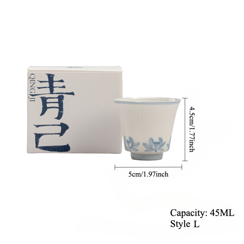 Gohobi Hand-Painted Blue-and-White Thin-Walled Teacup